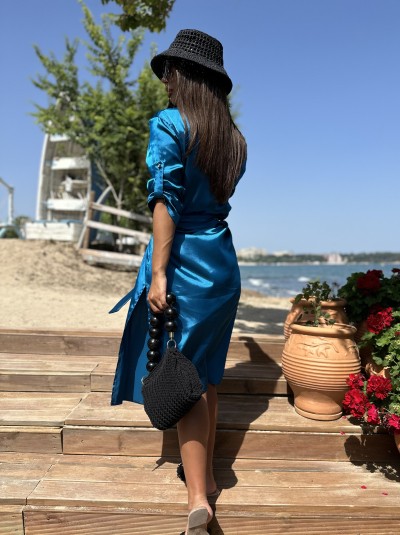 Черна лятна плетена шапка